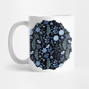 Vintage floral pattern on a black background Mug